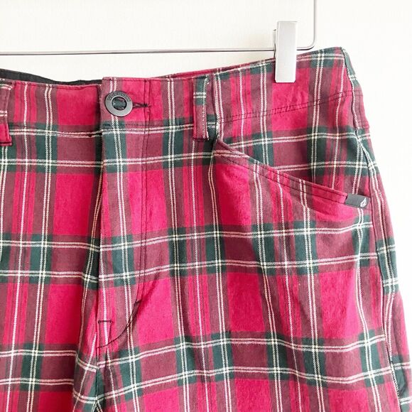 Volcom Mens Size 32 Shorts Plaid True To This Red Dark Gray White Spring Summer - Picture 2 of 6